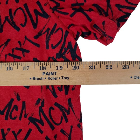 Guess Shirt Men Large 90s Red All Over Print Logo Retro Spell Out Printed - Picture 7 of 8